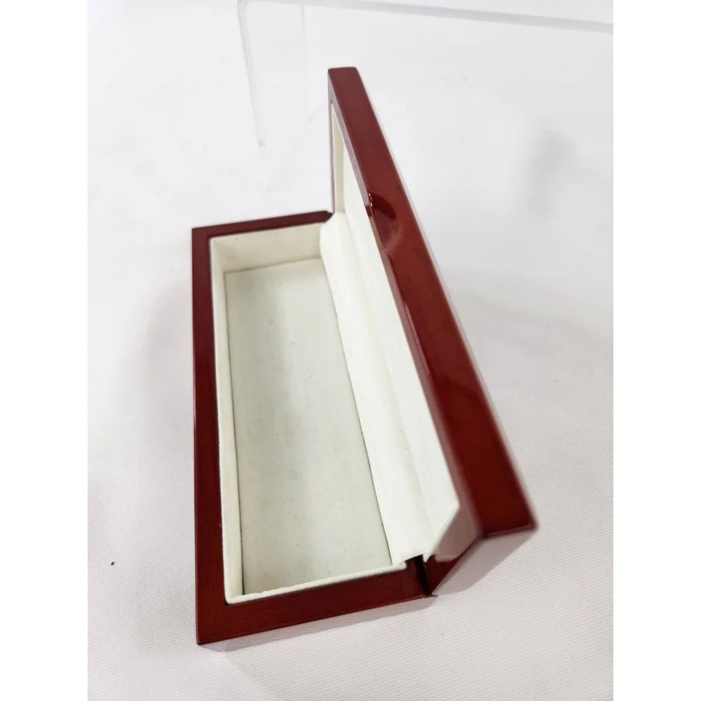 Cherry Wood Box Velvet Lined Case Watch Glasses Vintage